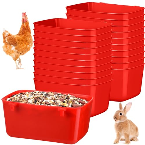 Zhehao 20 Pcs Poultry Water Cups Chicken Waterer Cups 18 oz, Red