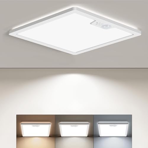 BLNAN Lampe Deckenlampe mit Bewegungsmelder Innen, 24W Led Flach Deckenleuchte mit Bewegungssensor, 3000K/4000K/5000K, 2400LM Deckenlampe für Flur Treppe Küche Balkon Abstellraum Keller, 30cm
