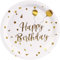 EVYIENEN 50PCS Happy Birthday Party Paper Plates，7inch Disposable White and Gold Plates Set，Party Tableware Party Supplies for Birthday Decorations (White and Gold, 9inch)