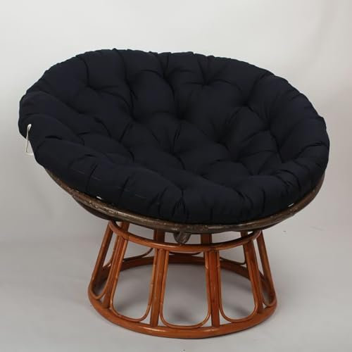 Xinwanhong Papasansessel Kissen, Papasan Sitzkissen für Hängesessel, Polster Bodenkissen für Schwenksessel, Rund Papasan Sessel, Polyrattan Sessel, Garten Stuhlauflag, Navy blau, 110 * 110cm