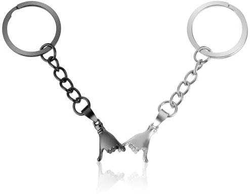 Amabro 2 Stück Schlüsselanhänger für Paare, Hand In Hand Schlüsselanhänger Lustig Schlüsselanhänger Personalisiert für Freund Ihn Freundin Ihren Geburtstag