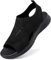 Unitysow Sandales Plats Bout Ouvert Femme Été Mode Orthopedique Slides Confortable Léger Sandales de Plage Marche,Noir,38 EU