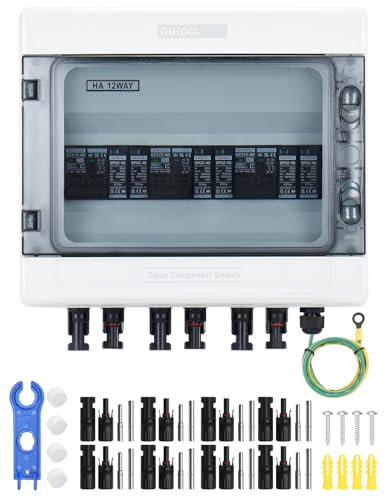 DIHOOL DC überspannungsschutz PV 3 Strings Solar Anschlusskasten für 3 * 500W Solarmodule Balkonkraftwerk, 25A DC Trennschalter PV Anlage