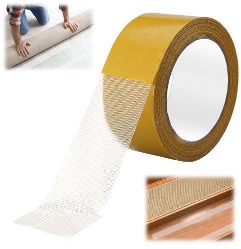 Nastro Adesivo per Moquette, 20m x 50mm Biadesivo per Muro per Moquette Extra Forte, Alta Resistenza, Senza Residui, Nastro Biadesivo in Tessuto per La Posa di Moquette, Rivestimenti per Pavimenti