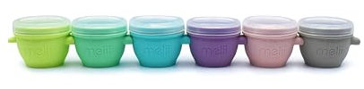 melii Snap & Go Aufbewahrungsbehälter für Babynahrung mit Deckel, Snackbehälter, gefriergeeignet, 57 ml, 6 Stück, Silikon