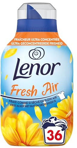 Lenor Air Frais, Adoucissant Linge, 216 Lavages (6x36), Rayons de Soleil, Formule Fraîcheur Ultra Concentrée, Pour Un Vent De Fraîcheur Et De Propreté Lavage Après Lavage