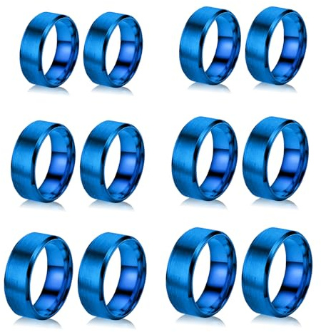 Happtkey 18 Stück Edelstahl Ringrohlinge 8mm Glatte Inlay Fingerringe Rund Massives Metall Größe 6/7/8/9/10/11 Komfortabler Schlichter Gebürsteter Matt Polierter Silber Ehering zur Schmuckherstellung