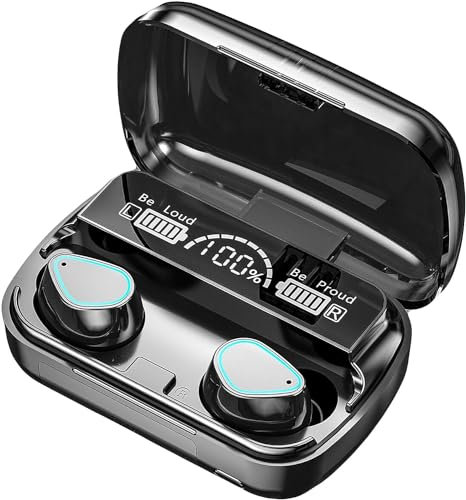 Auricolari senza fili Bluetooth 5.3 Cuffie, Lungo tempo di riproduzione , Touch Cuffie di riduzione del rumore, Impermeabile Mini Ear Buds Mic In-Ear Cuffie, LED dispay per il lavoro della palestra