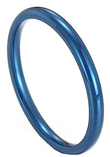 Bihsilin Damen Ringe Edelstahl, Blau Ring Personalisiert 2MM Schmal Bandring Trauringe Hochzeit Ringe Frauen Nickelfrei Gr.65 (20.7)