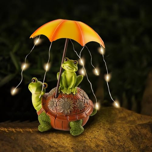 ACAREY Solar Gartendeko Frosch Gartenfiguren Außen Lustig Frösche Gartenstatuen, Led Figuren Draußen, mit Wasserdicht Lichterketten, Geschenke für Frauen Mama Oma, Deko für Terrasse Home Balkon