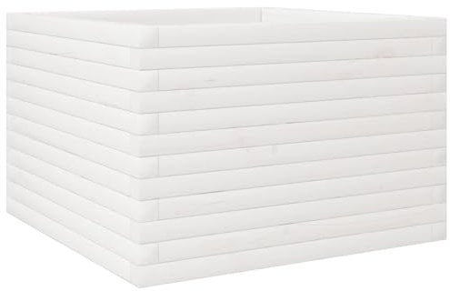 vidaXL Jardinière Blanc 70x70x45,5 cm Bois de pin Massif, jardinière d'extérieur, bac à Fleurs, boîte à Plantes, jardinière de terrasse