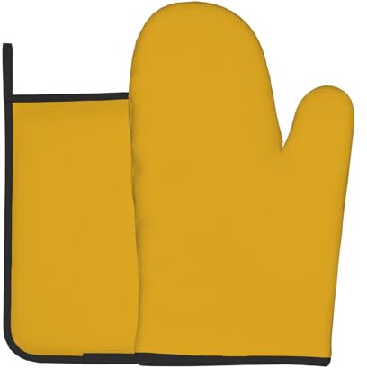 Set di due pezzi da cucina giallo senape – guanti da forno e presine set
