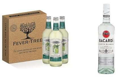 Fever-Tree Classic Mojito Mixer 3 x 500ml mit BACARDÍ Carta Blanca White Rum 37,5% Vol., 70 cl/700 ml