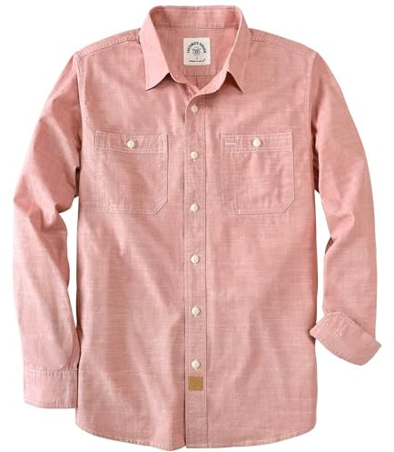 Dubinik® Camicia Uomo Chambray Camicia Lavoro Uomo Cotone Bottone Camicie Uomo Manica Lunga Due Tasche Camicia Casual Uomo