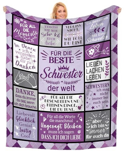 Einanmut Schwester Geschenk, Geschenk Schwester, 60 *50 Decke, Geschenke für Schwester, Geschenk für Schwester, Geschenk für Schwester Geburtstag, Geburtstagsgeschenk für Schwester