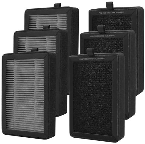 ATXKXE lv-h128 replacement filters compatible with levoit Air Purifier lv-h128, 3-Stage Filtration System Activated Carbon Filter, Fit for PUURVSAS HM669A/ROVACS RV60, black