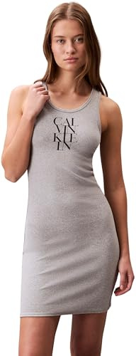 Calvin Klein Damen Bodycon Kleid Cotton Rib Mini, Grau (Heroic Grey Heather), M