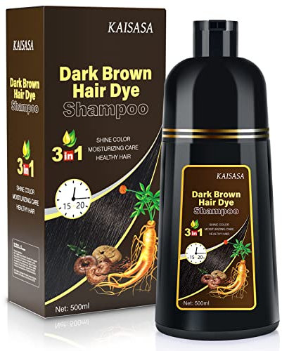 Champú Para tinte de Cabello Negro 3 en 1, Tinte Natural para el Cabello, Color Semipermanente para el Cabello, Tinte para Cabello Tratado para Mujeres y Hombres (Marrón oscuro)
