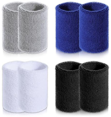 JIEYAO 8 Stück Schweißband Handgelenk, Fitness Schweissband Elastische Schweißbänder Absorbierende Schweißband für Herren Damen Baumwoll Schweißband Arm für Tennis Basketball Fußball Laufen