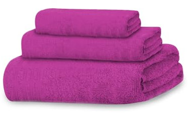 MERCURY TEXTIL- Juego de 3 Toallas 100% Algodón de 450gsm Suaves y Resistentes, 1 Toalla de Baño, 1 Toalla de Mano y 1 Toalla de bidé (Fucsia)