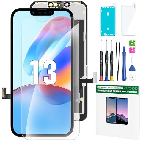 YOXINTA - Pantalla para iPhone 13 de 6,1 pulgadas, pantalla para iPhone 13 LCD completa, reemplazo completo, pantalla para iPhone 13 táctil 3D, digitalizador, montaje completo, marco impermeable,