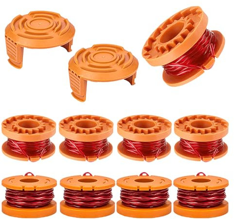 CHIHOLEN 9 Bobine Fil Coupe Bordure Compatible avec Worx WA0010 WA0004 WA0004.1,Convient pour Worx WG151 WG154 WG155 WG160 WG163 WG175 WG180,Ø1,65mm-3m,avec Capuchon WA6531(9 Bobine+2 Couvercle)