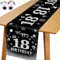 Tischläufer 18 Geburtstag Schwarz Silber Tischdeko Geburtstag Happy Birthday Tischdecke Tisch Deko für Kinder Mädchen Jungen Party Tischdecke Dekoration