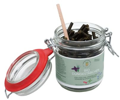 Bio-Düngestäbchen für Kräuter und Gemüse in Töpfen - im verschließbaren Glas, rein pflanzlich, HOMEFARMING JUDITH RAKERS