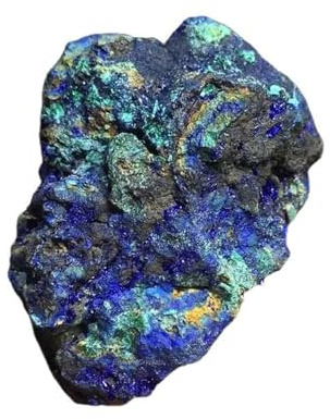 Erliway Natürlicher Azurit-Malachit-Kristall Rohstein Mineralienprobe | 3-4 cm Rohes Azurit-Malachit-Kombinationsstück, 1 Stück blaugrüner Azuritkristall für Zuhause & Büro Dekoration