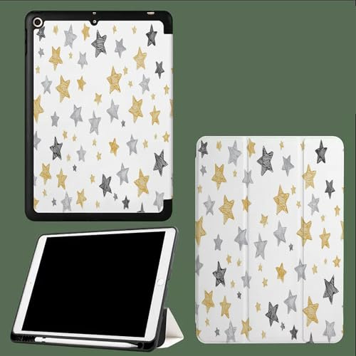 Funda Compatible con iPad Air 13 Pulgadas 2025/2024, TPU Cubierta Trasera Flexible Soporte Lápiz,Soporta Carga para Apple Pencil,Auto Estela/Sueño Simple Estrellas Grafiti Geometría - Blanco