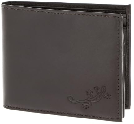 Oxmox Leder Geldbörse Leather RFID Protect Querscheinbörse Lizard 2.0 Embossed Brown Dunkelbraun