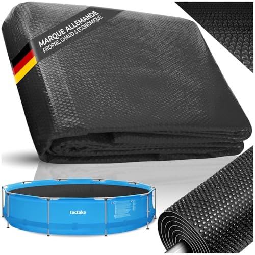tectake® Bache Piscine Ronde Ø455 cm, Bache a Bulle Piscine résistante, Adaptable à la Taille souhaitée, Bâche de Protection et Chauffage Solaire Piscines, Spa, Bassin, Faible évaporation de l'eau