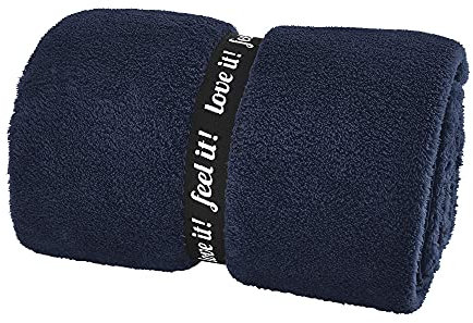 Kuscheldecke s.Oliver 3612 / premium Feecedecke dunkelblau / unifarbene Markendecke 150x200cm / aus hochwerigem Polyester / eingefasst mit einem sehr edelen Band