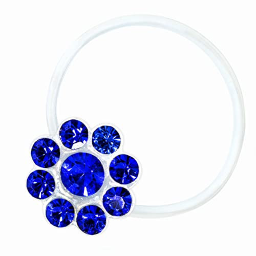 Zehenring Zirkonia Blume blau - 925 Sterling Silber - Fuß Schmuck Damen Fuß-Ring Toe-Ring