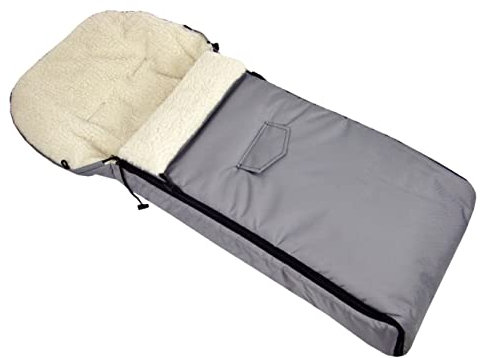 BAMBINIWELT Winterfußsack 108cm für Kinderwagen Lammwolle Wolle Wintersack Wolle Fußsack (Hellgrau)