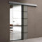 doporro Glasschiebetür Komplettset 102,5 x 205 cm | 15mm Wandabstand | Schiebetür mit ESG-Sicherheitsglas | Zimmertür Glas mit 5-Milchglas-Streifen mit Muschelgriff | Amalfi-plus 11