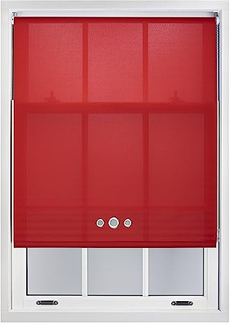 FURNISHED Custom Made to Measure Roller Blinds Cut to Size Daylight Blind for Windows & Doors with Triple Eyelets Red 60W x 165L cm