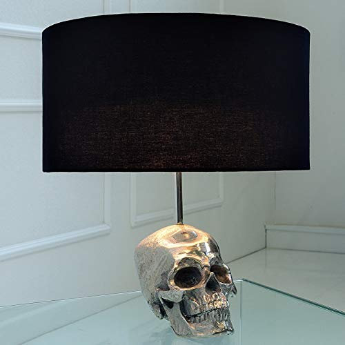 cagü Design Tischlampe Totenkopf KIDD Schwarz Silber aus Aluminium 44cm Höhe