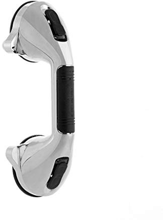 TSC - Maniglia d’appoggio a ventosa e indicatore di sicurezza, barra di appoggio con impugnatura antiscivolo, maniglia per doccia rimovibile con ventosa super forte, barra da parete, cromata