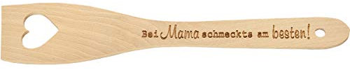 Spruchreif· Pfannenwender aus Holz mit Herz und Gravur · Geschenk für die Mutter · Muttertag (Bei Mama schmeckts am besten!)