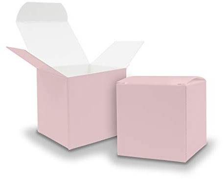 itenga 10x Geschenkboxen Würfel aus Karton Rosa Adventskalender Gastgeschenk Rohlinge zum Füllen und Dekorieren 6,5x6,5cm