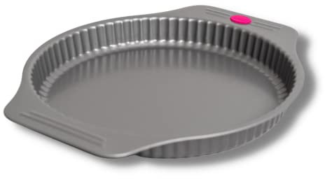 SIF UNIS France © - Moule à tarte à poignées en acier revêtu antiadhésif 28 cm – qualité professionnelle pour cuire vos tartes, gâteaux, quiches, tourtes