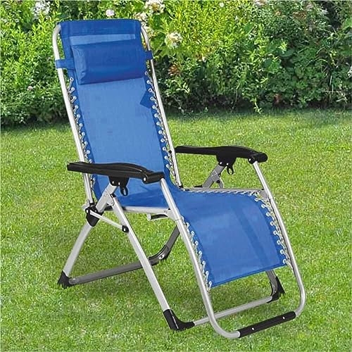 BAKAJI Sedia gravità Zero Sdraio da Giardino Poltrona Relax Pieghevole Salvaspazio Tubolari Metallo Reclinabile Seduta in Textilene per Mare Spiaggia Piscina Arredo Esterno (Blu Navy)