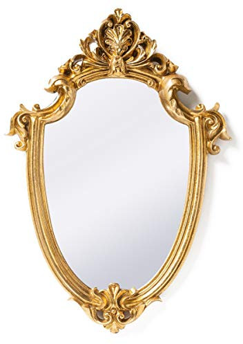 Funerom Miroir Mural décoratif Vintage en Forme de Bouclier doré 42,9 x 30 cm