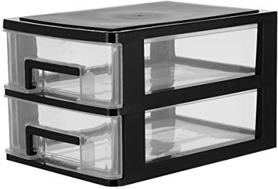 BESPORTBLE Doppelschicht Lagerregal Organizer Möbel Schrank Lagerschrank Kunststoff Schublade Typ Multifunktion Staubdicht (Schwarz Und Transparent)