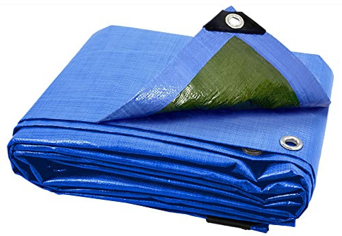 ANSIO Abdeckplane, 4m x 5 m / 13 Fuß x 16 Fuß, Plane Wasserdichtes Blatt, 90 g/m² - Blau/Grün