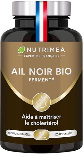 AIL NOIR Fermenté BIO - Extrait Biologique Standardisé en S-allyl-cystéine - Soutient la Circulation Sanguine, Antioxydant Naturel - 250 mg - 90 Gélules Vegan - Nutrimea - Fabriqué en France