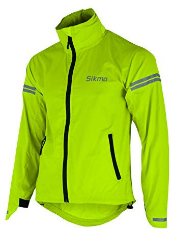 SIKMA Veste de cyclisme imperméable à capuche pour homme - Coupe-vent et imperméable - Manteau de pluie décontracté, jaune, L
