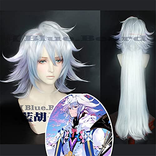Anime Fgo Schicksal / Grand Order Cosplay Perücke Diener Caster Merlin Mischfarben Langes Synthetisches Haar Cosplay Kostüme Perücken + Mütze + Track