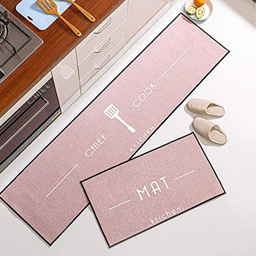 ZZDXL 2 Piezas Antideslizante Alfombra Cocina Oro Rosa Alfombras para La Cocina Alfombra de Cocina Lavable en Lavadora Alfombrilla de Fregadero Microfibra(40X60+40X120Cm)